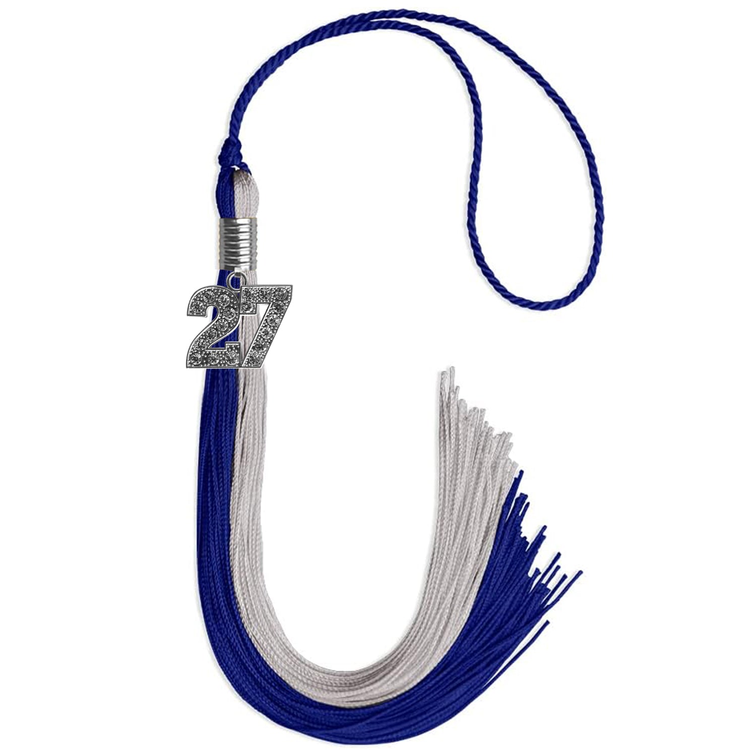 Royal Blue/Grey Graduation Tassel with Silver Date Drop - Endea Graduation