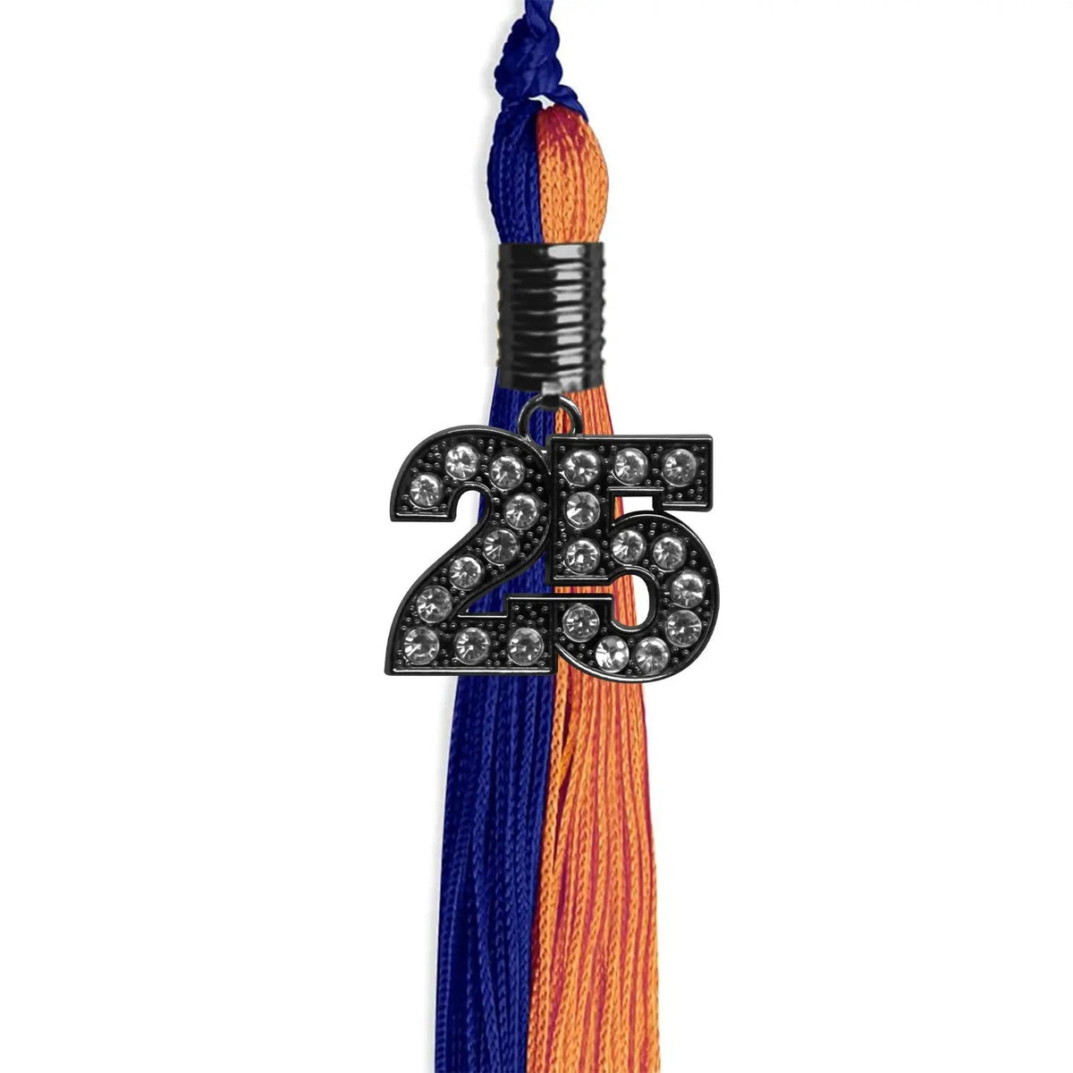 Royal Blue/Orange Graduation Tassel with Black Bling Charm - Endea Graduation