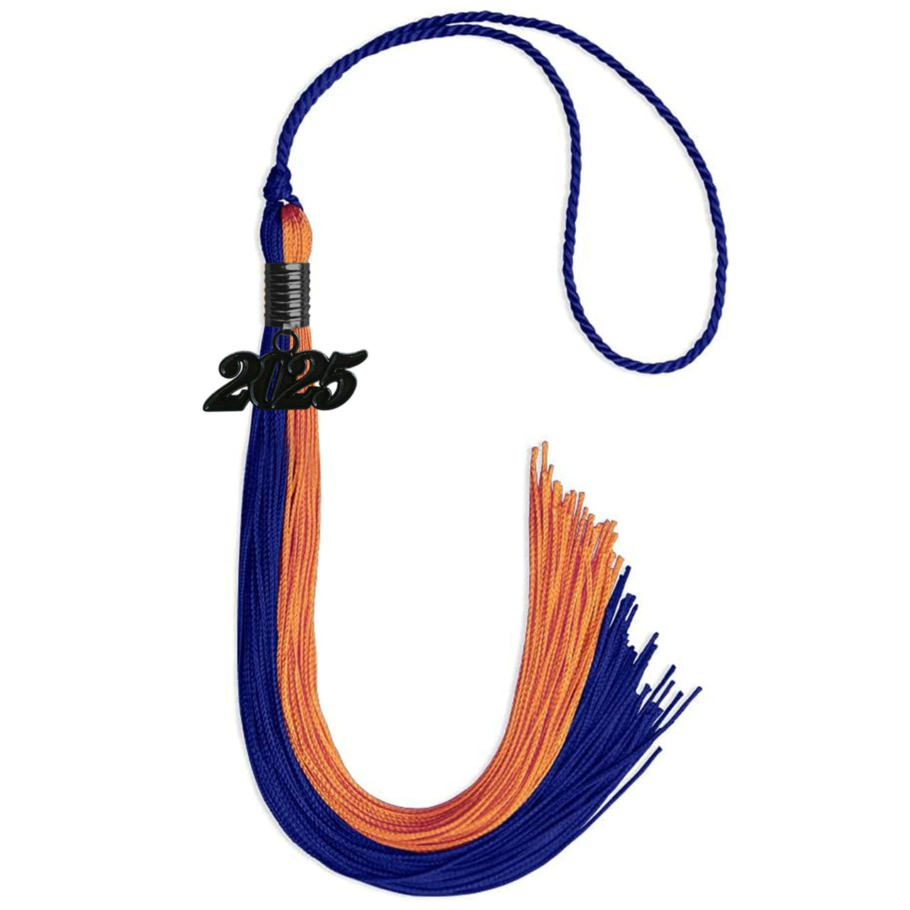 Royal Blue/Orange Graduation Tassel with Black Date Drop - Endea Graduation