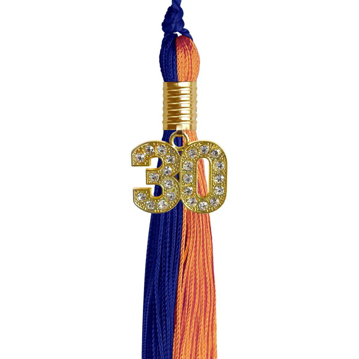 Royal Blue/Orange Graduation Tassel with Gold Bling Charm - Endea Graduation
