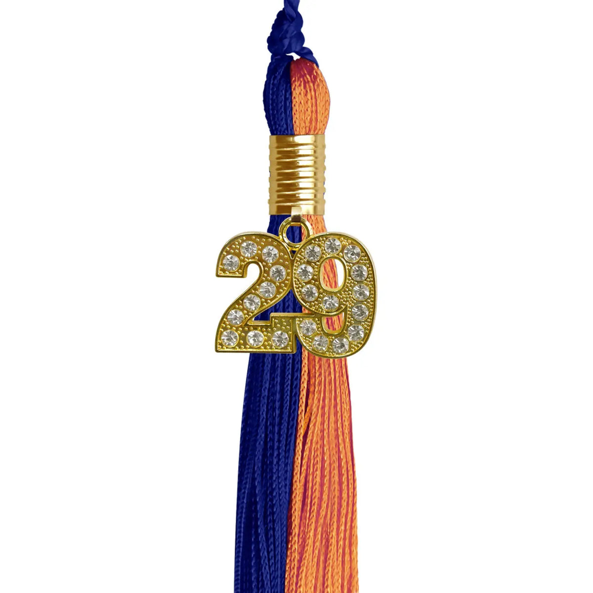 Royal Blue/Orange Graduation Tassel with Gold Bling Charm - Endea Graduation