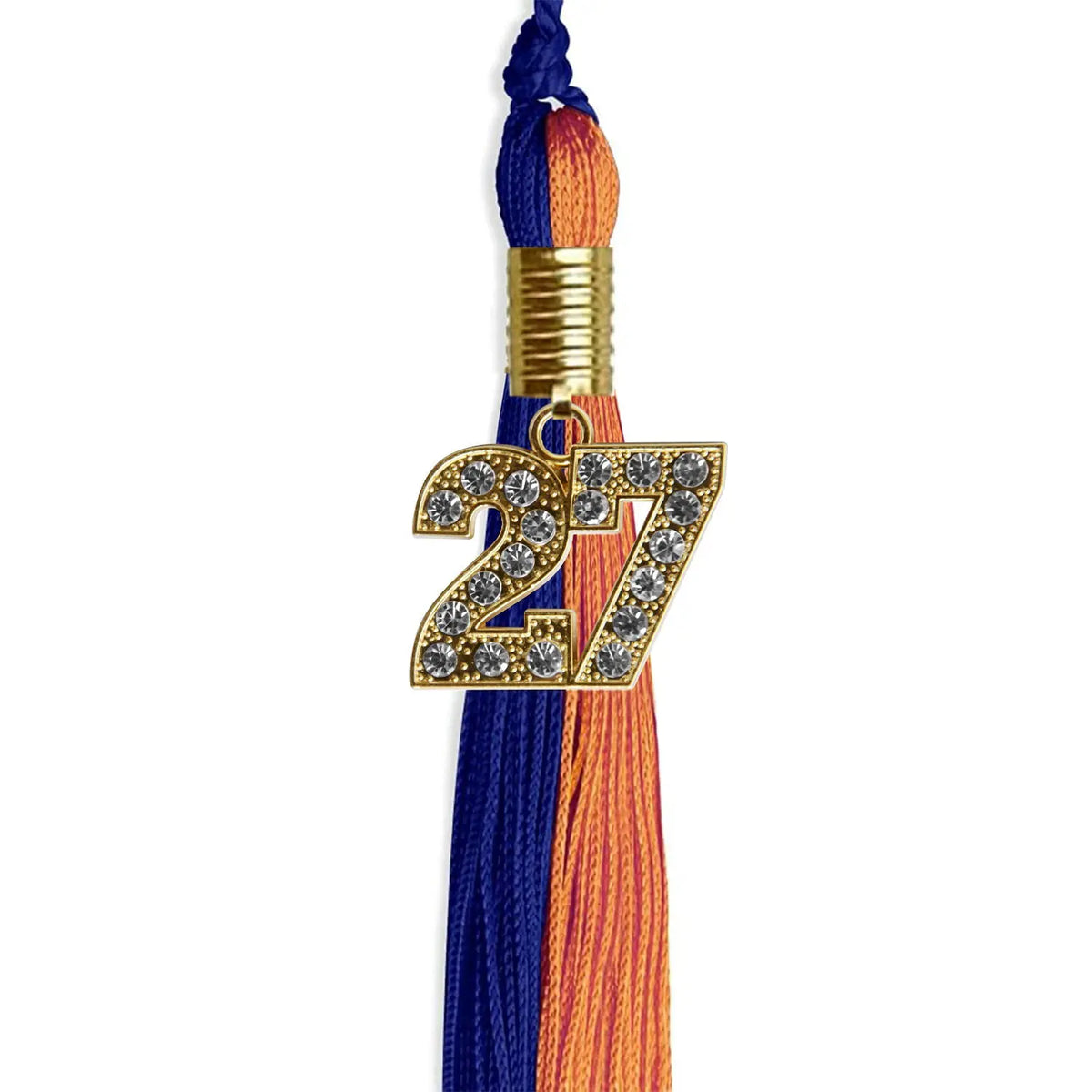Royal Blue/Orange Graduation Tassel with Gold Bling Charm - Endea Graduation