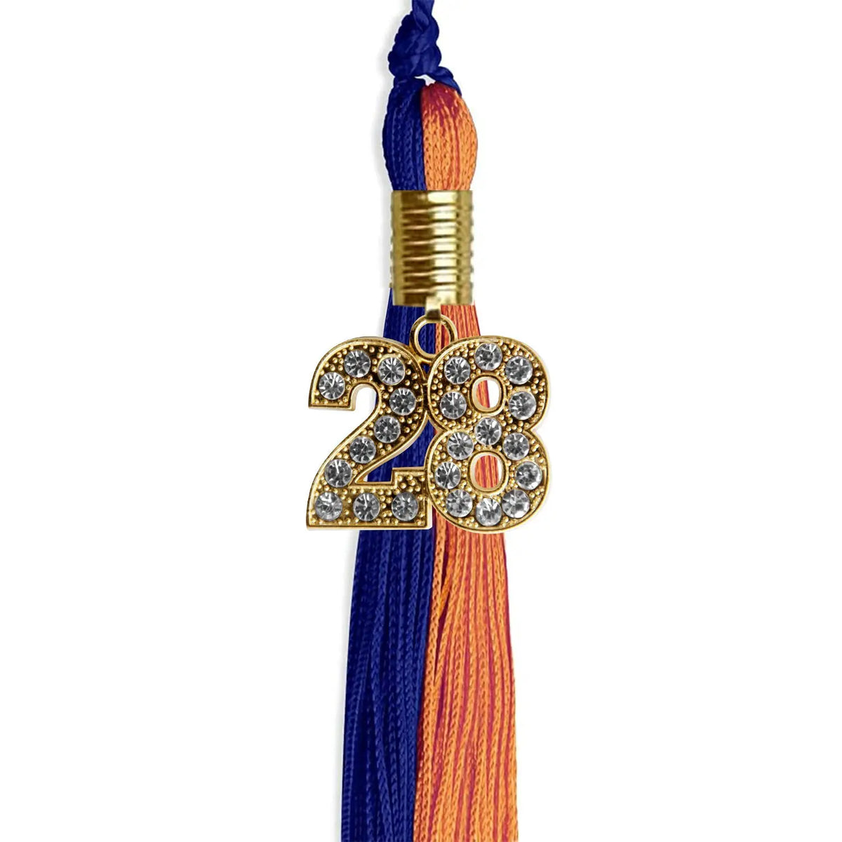 Royal Blue/Orange Graduation Tassel with Gold Bling Charm - Endea Graduation