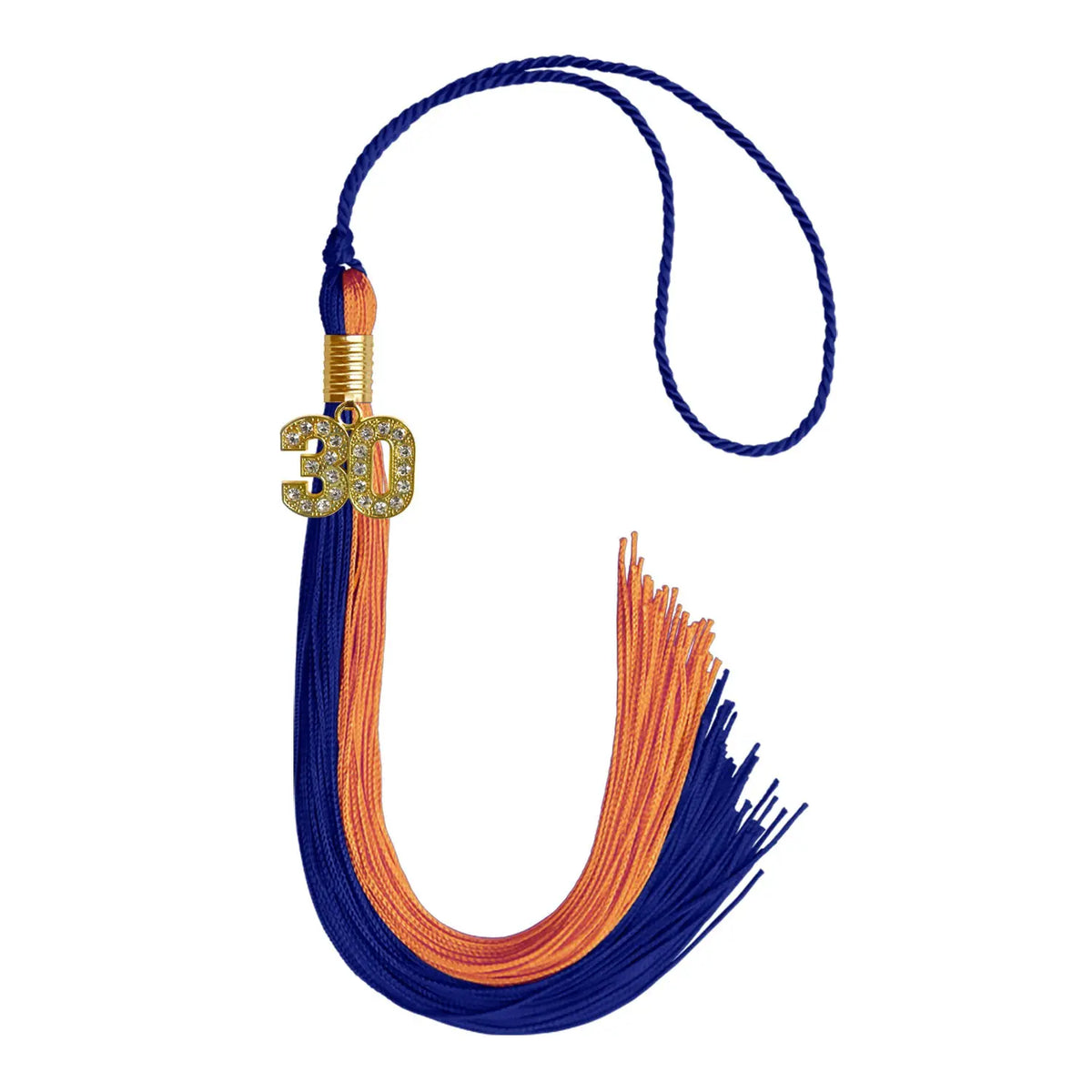 Royal Blue/Orange Graduation Tassel with Gold Bling Charm - Endea Graduation