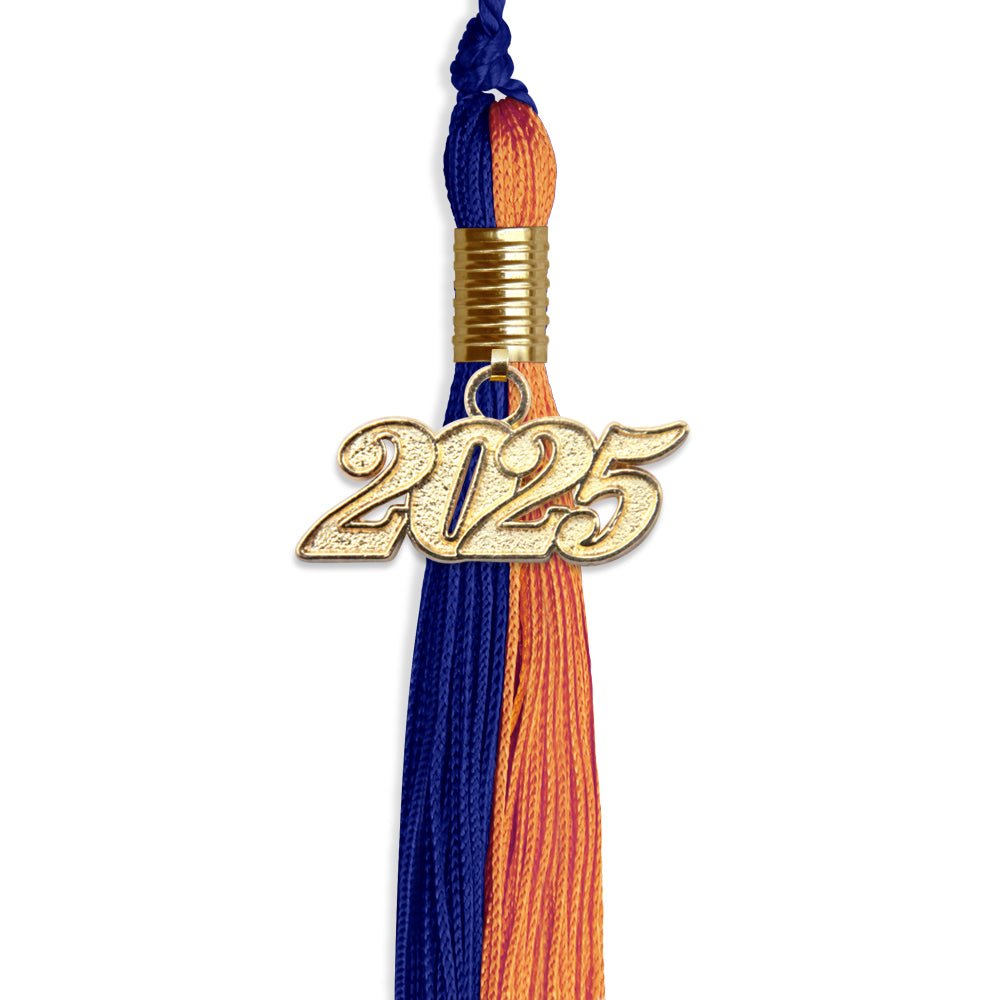 Royal Blue/Orange Graduation Tassel with Gold Date Drop - Endea Graduation