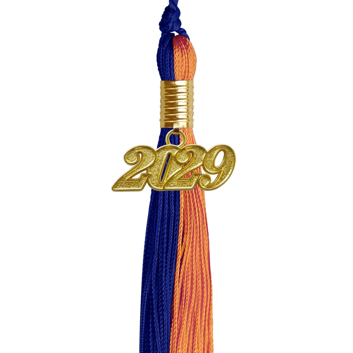 Royal Blue/Orange Graduation Tassel with Gold Date Drop - Endea Graduation