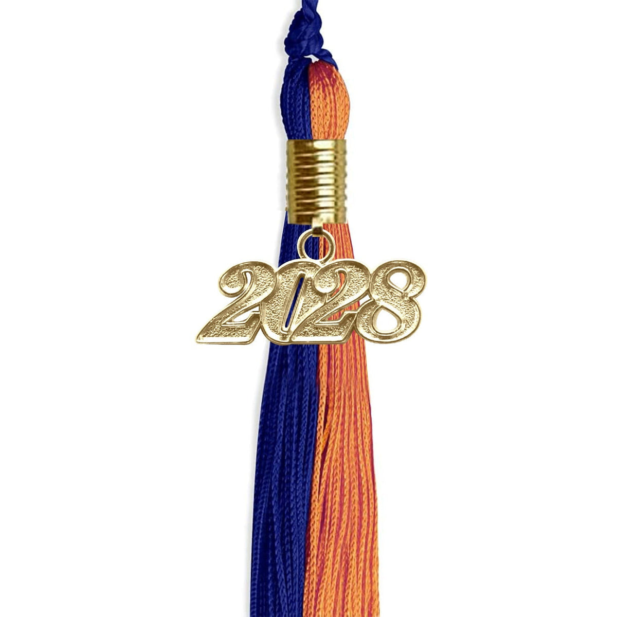 Royal Blue/Orange Graduation Tassel with Gold Date Drop - Endea Graduation