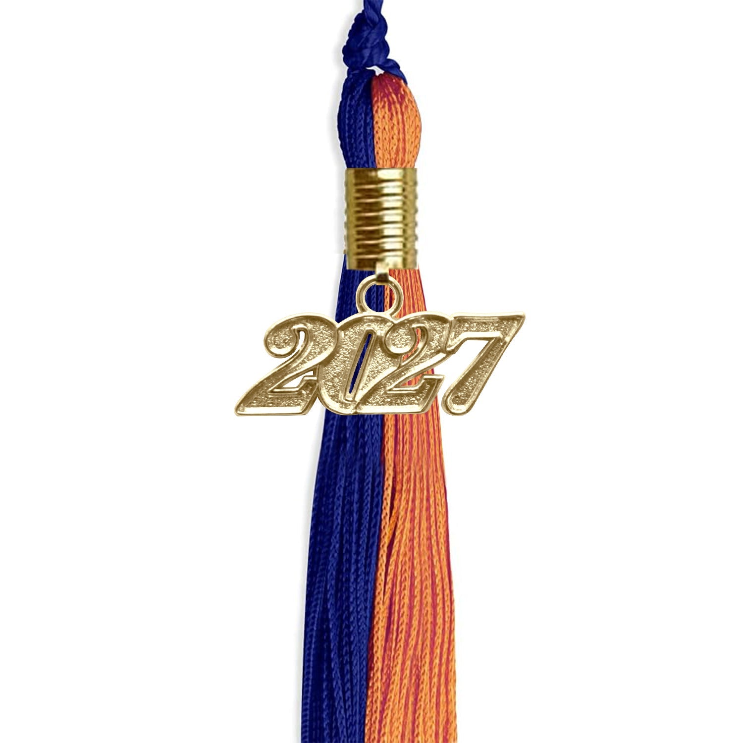 Royal Blue/Orange Graduation Tassel with Gold Date Drop - Endea Graduation