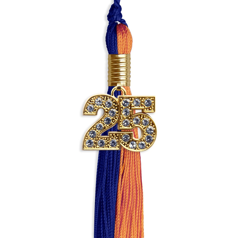 Royal Blue/Orange Graduation Tassel with Gold Date Drop - Endea Graduation