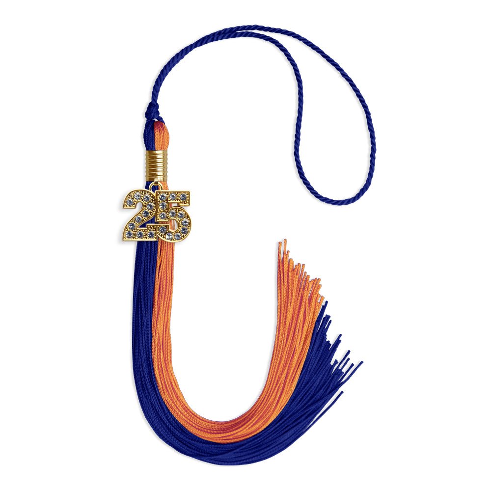 Royal Blue/Orange Graduation Tassel with Gold Date Drop - Endea Graduation