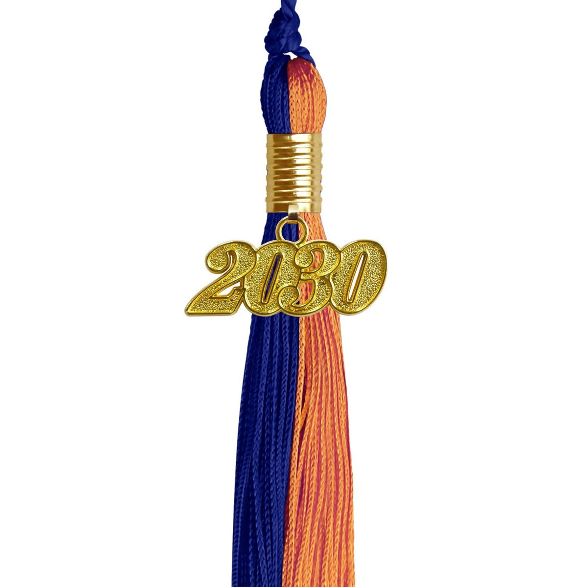 Royal Blue/Orange Graduation Tassel with Gold Date Drop - Endea Graduation