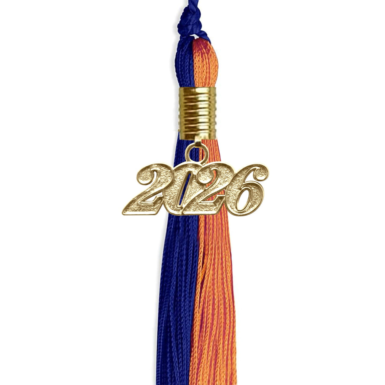 Royal Blue/Orange Graduation Tassel with Gold Date Drop - Endea Graduation