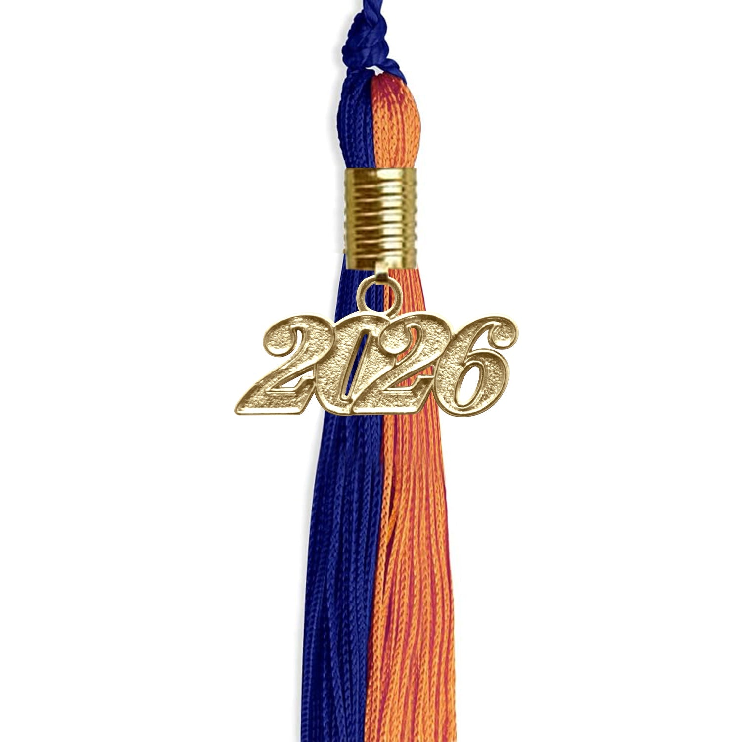 Royal Blue/Orange Graduation Tassel with Gold Date Drop - Endea Graduation