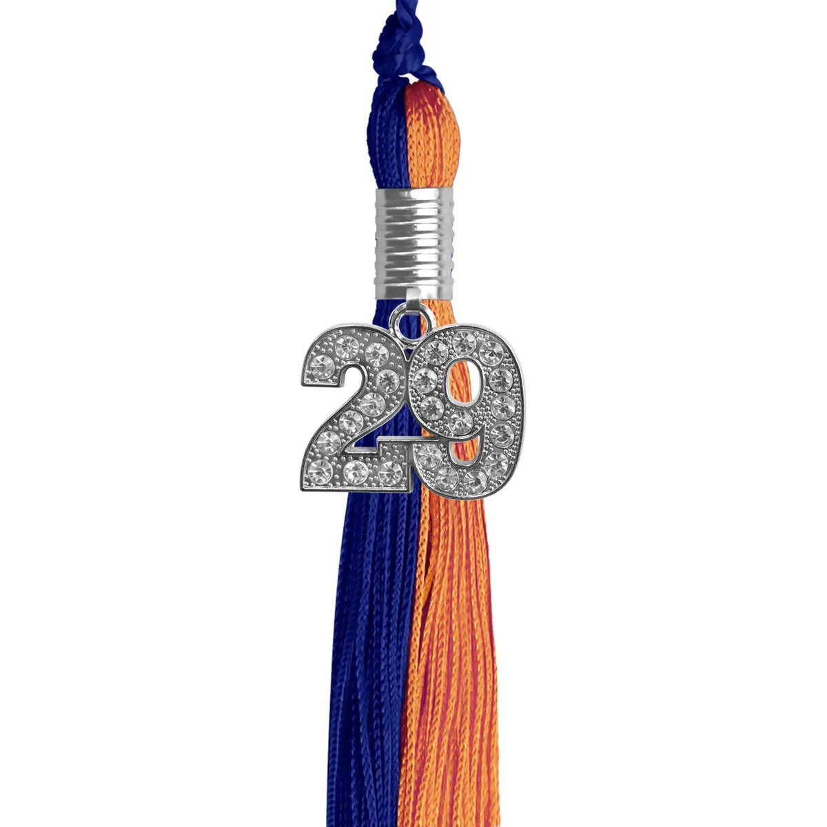 Royal Blue/Orange Graduation Tassel with Silver Bling Charm - Endea Graduation