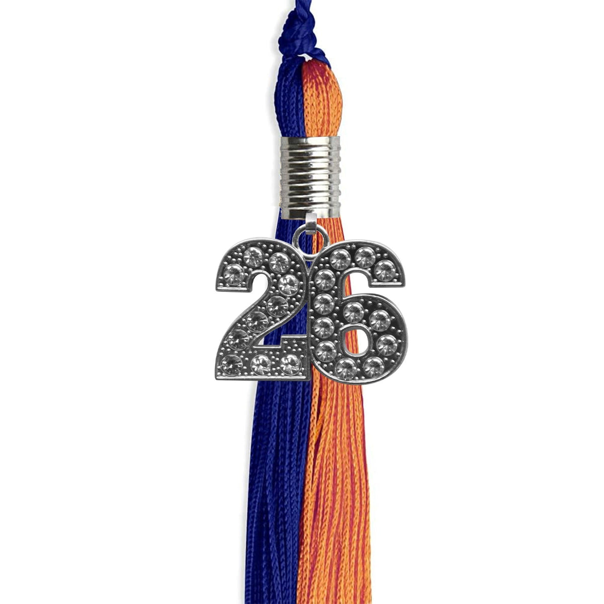 Royal Blue/Orange Graduation Tassel with Silver Bling Charm - Endea Graduation