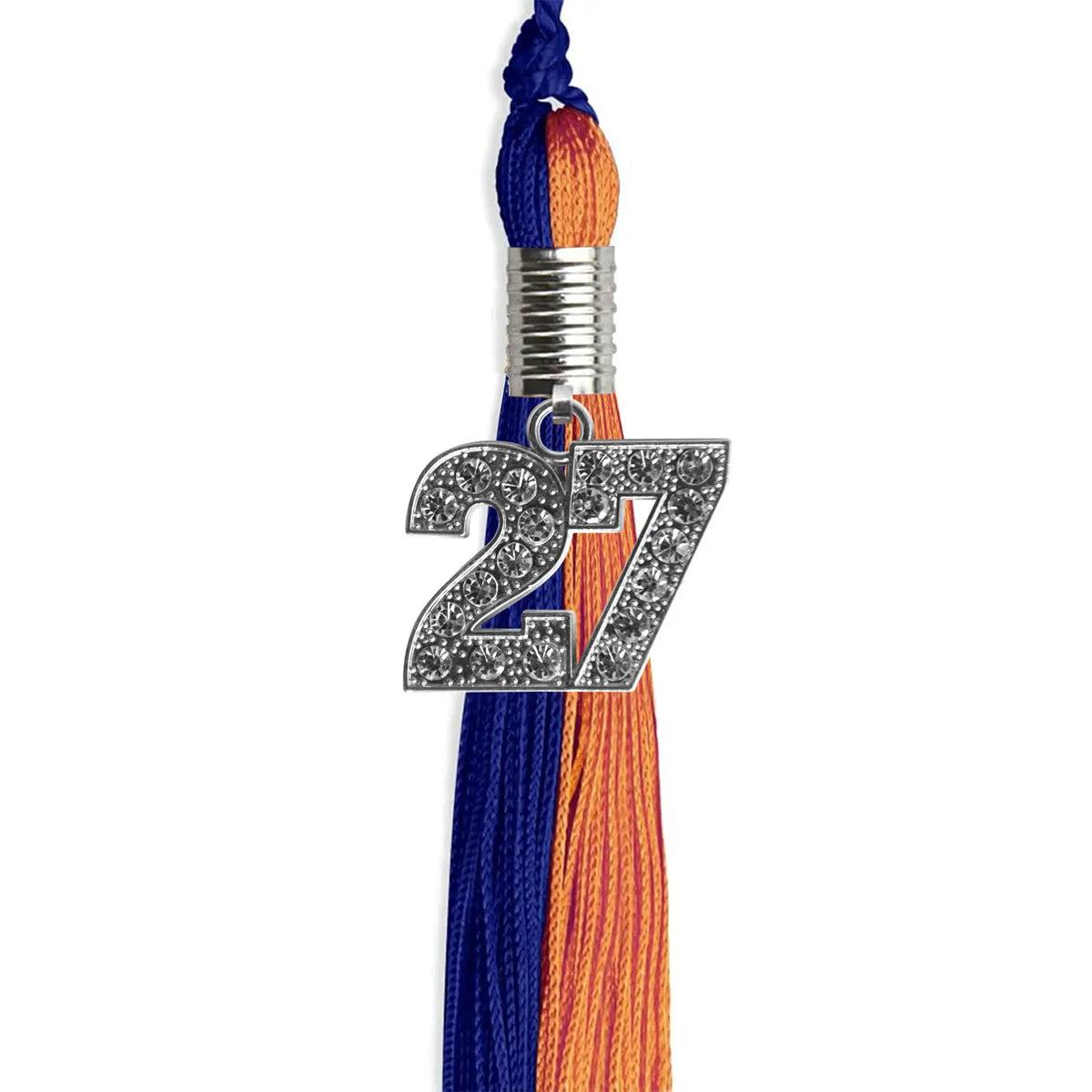 Royal Blue/Orange Graduation Tassel with Silver Bling Charm - Endea Graduation