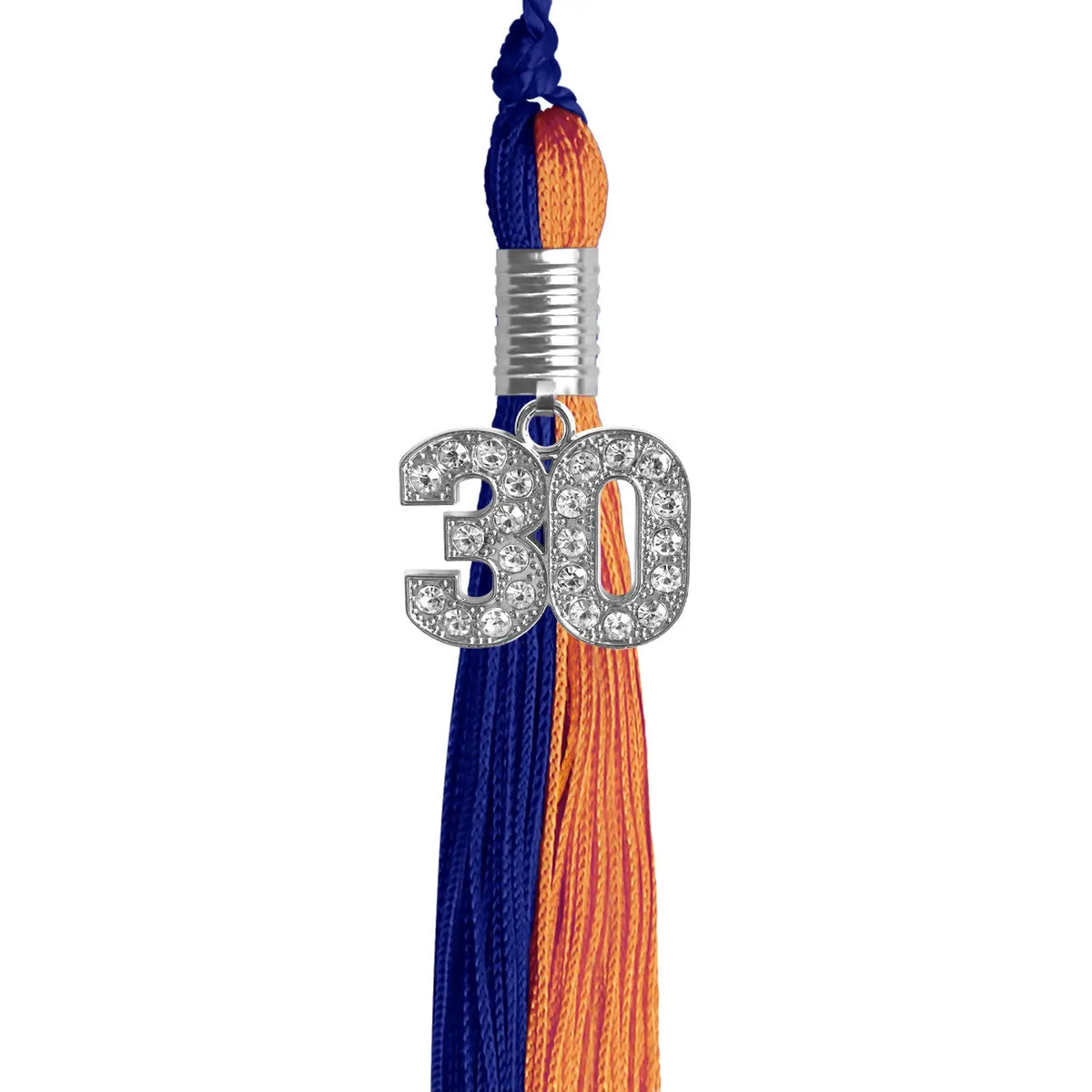 Royal Blue/Orange Graduation Tassel with Silver Bling Charm - Endea Graduation
