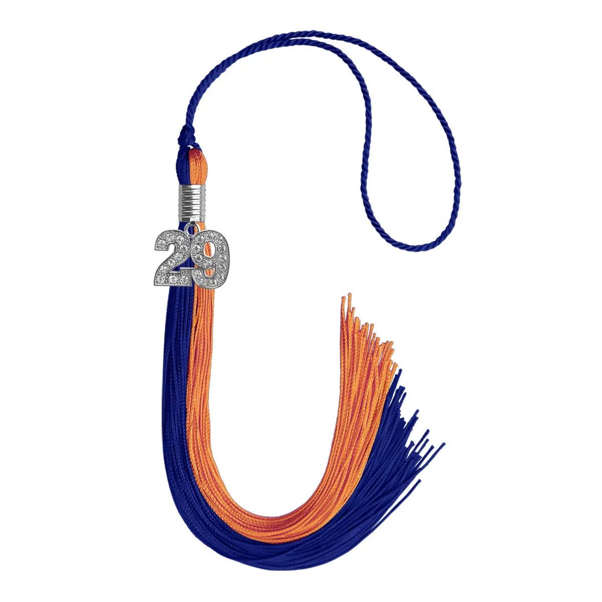 Royal Blue/Orange Graduation Tassel with Silver Bling Charm - Endea Graduation