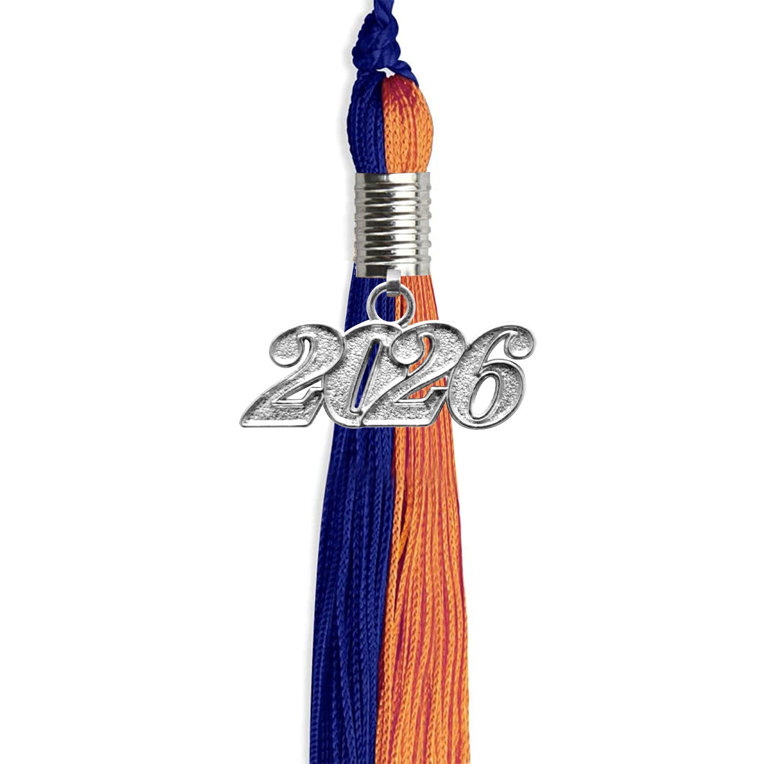 Royal Blue/Orange Graduation Tassel with Silver Date Drop - Endea Graduation