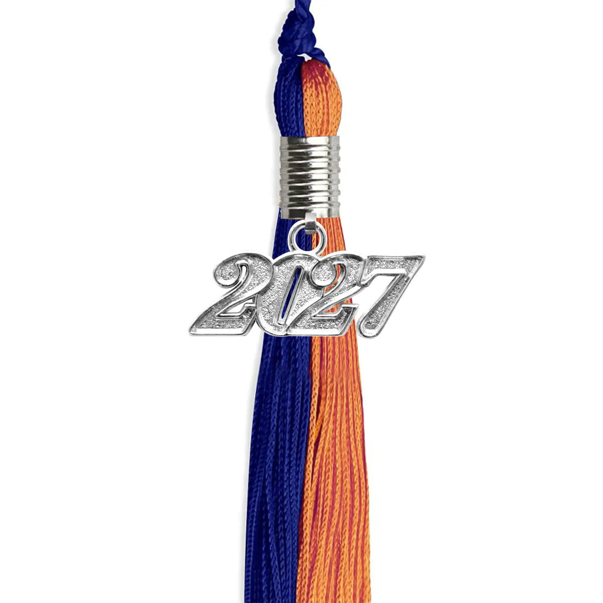Royal Blue/Orange Graduation Tassel with Silver Date Drop - Endea Graduation