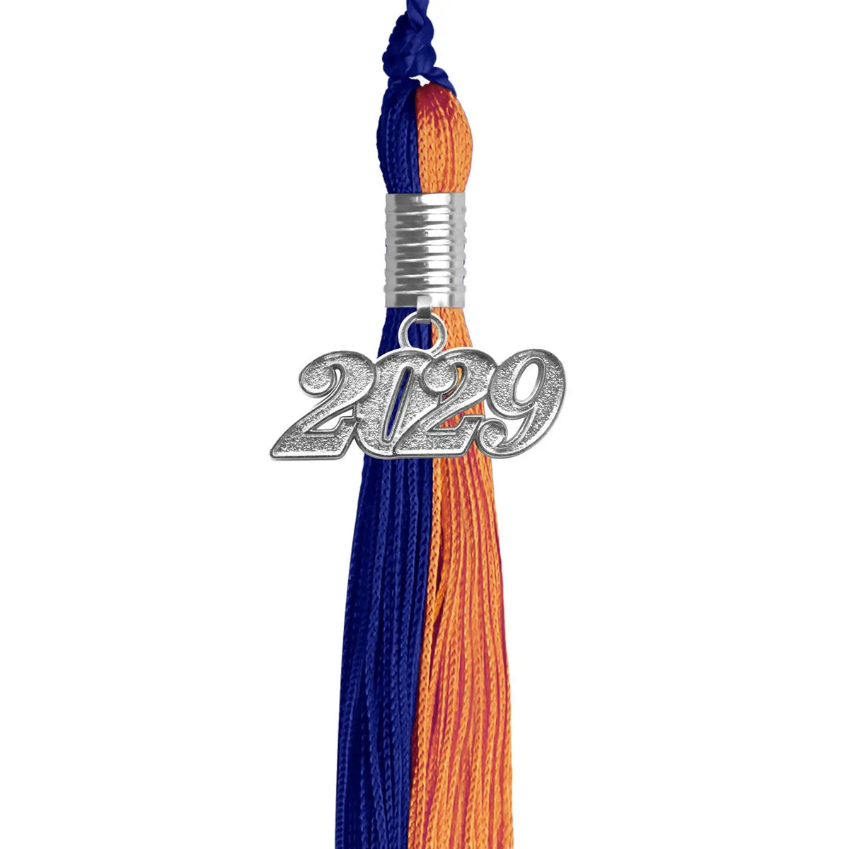 Royal Blue/Orange Graduation Tassel with Silver Date Drop - Endea Graduation