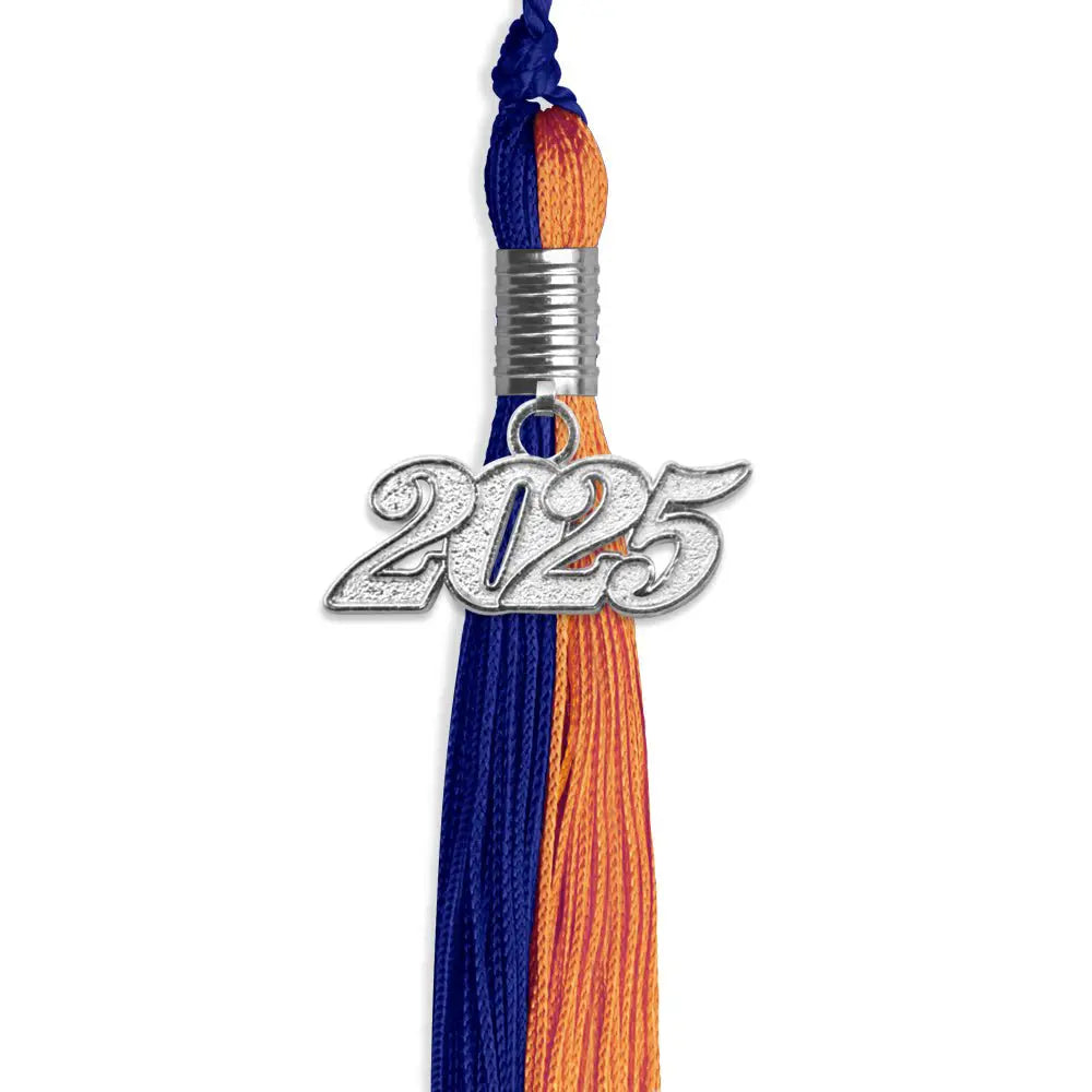 Royal Blue/Orange Graduation Tassel with Silver Date Drop - Endea Graduation