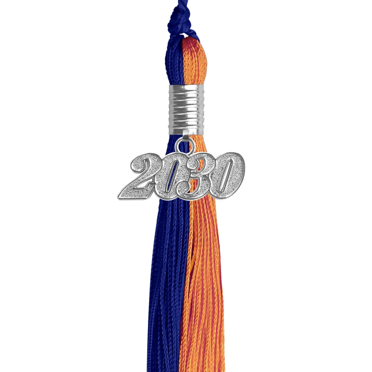 Royal Blue/Orange Graduation Tassel with Silver Date Drop - Endea Graduation
