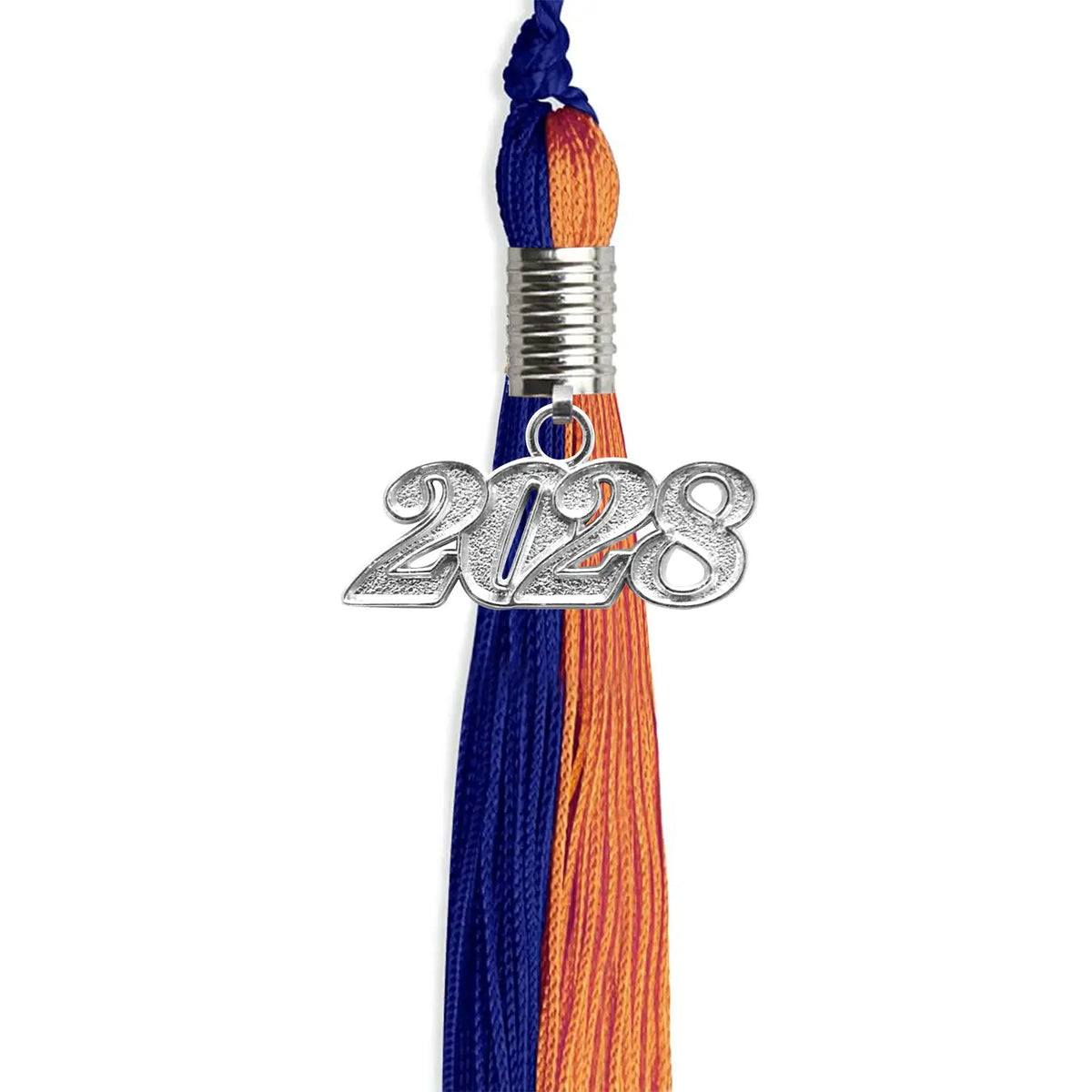 Royal Blue/Orange Graduation Tassel with Silver Date Drop - Endea Graduation