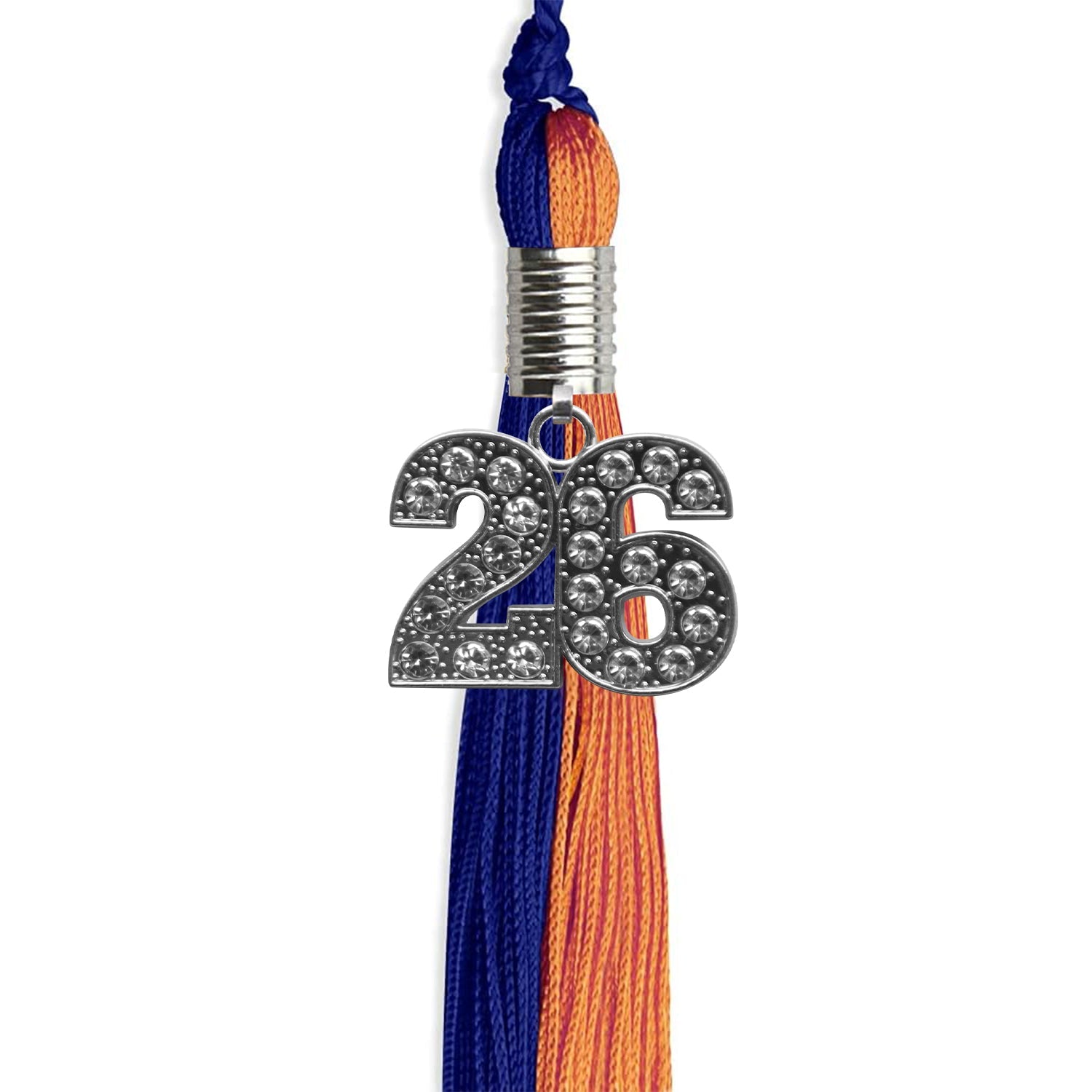 Royal Blue/Orange Graduation Tassel with Silver Date Drop - Endea Graduation