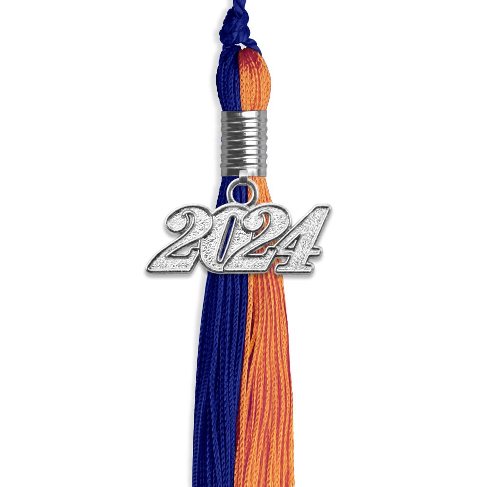 Royal Blue/Orange Graduation Tassel with Silver Date Drop - Endea Graduation