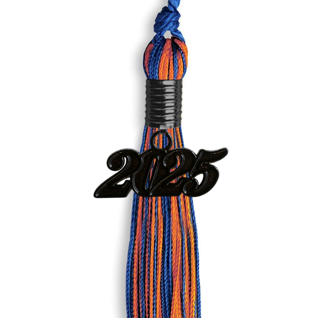 Royal Blue/Orange Mixed Color Graduation Tassel with Black Date Drop - Endea Graduation