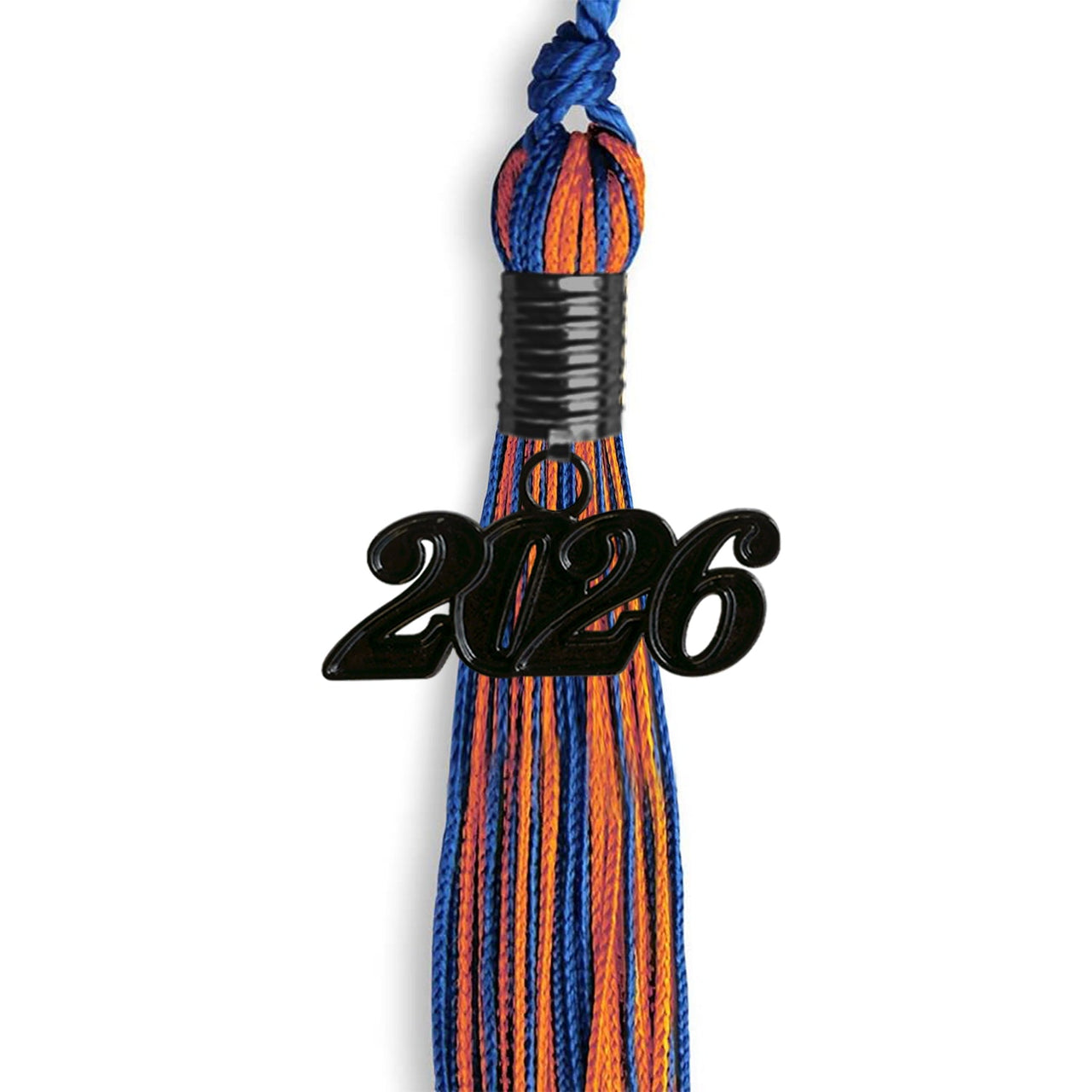 Royal Blue/Orange Mixed Color Graduation Tassel with Black Date Drop - Endea Graduation