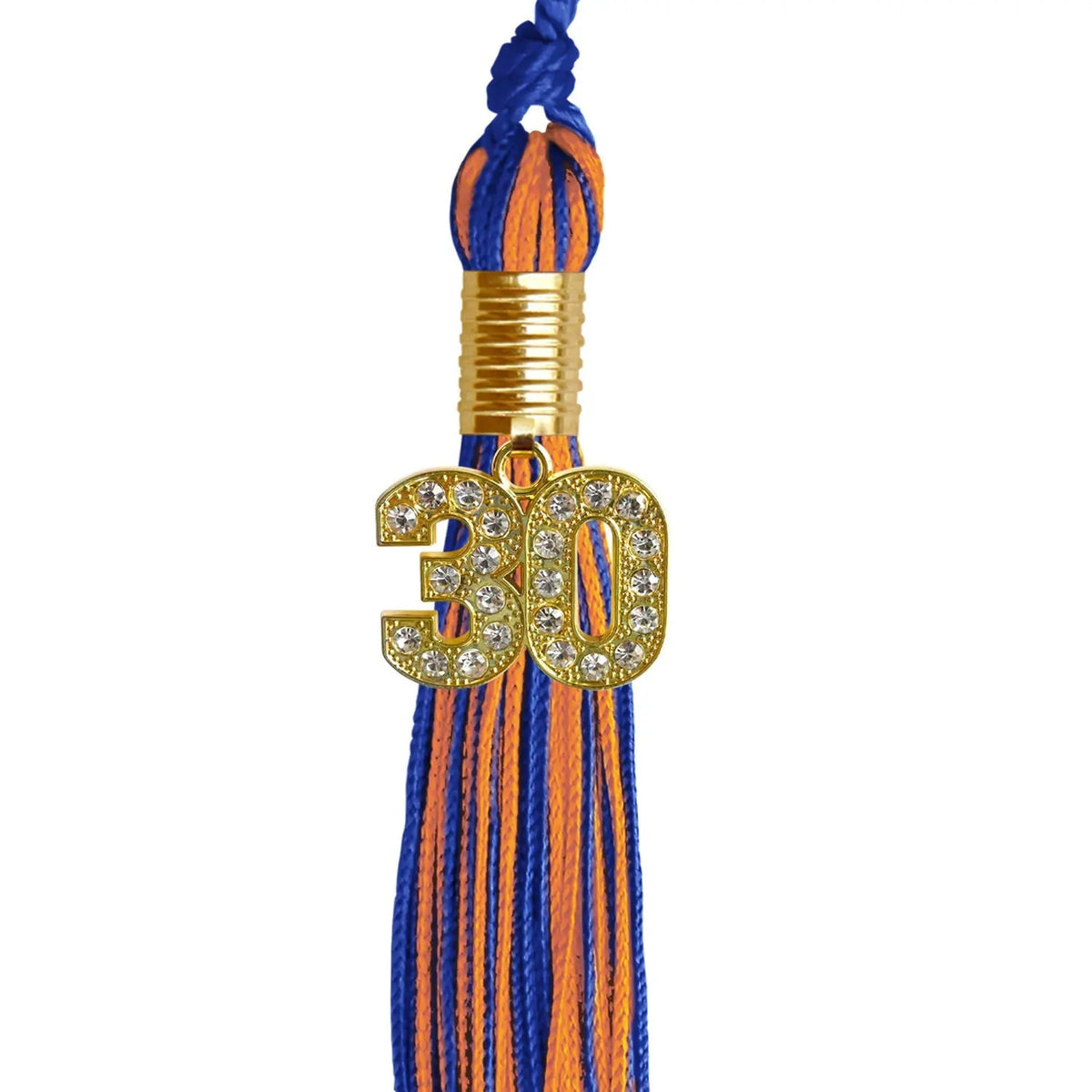 Royal Blue/Orange Mixed Color Graduation Tassel with Gold Bling Charm - Endea Graduation