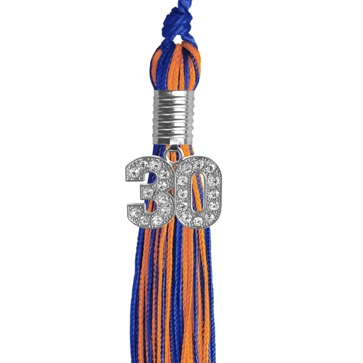 Royal Blue/Orange Mixed Color Graduation Tassel with Silver Bling Charm - Endea Graduation
