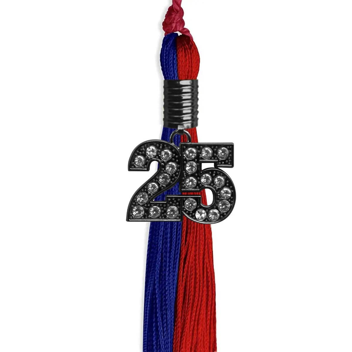Royal Blue/Red Graduation Tassel with Black Bling Charm - Endea Graduation