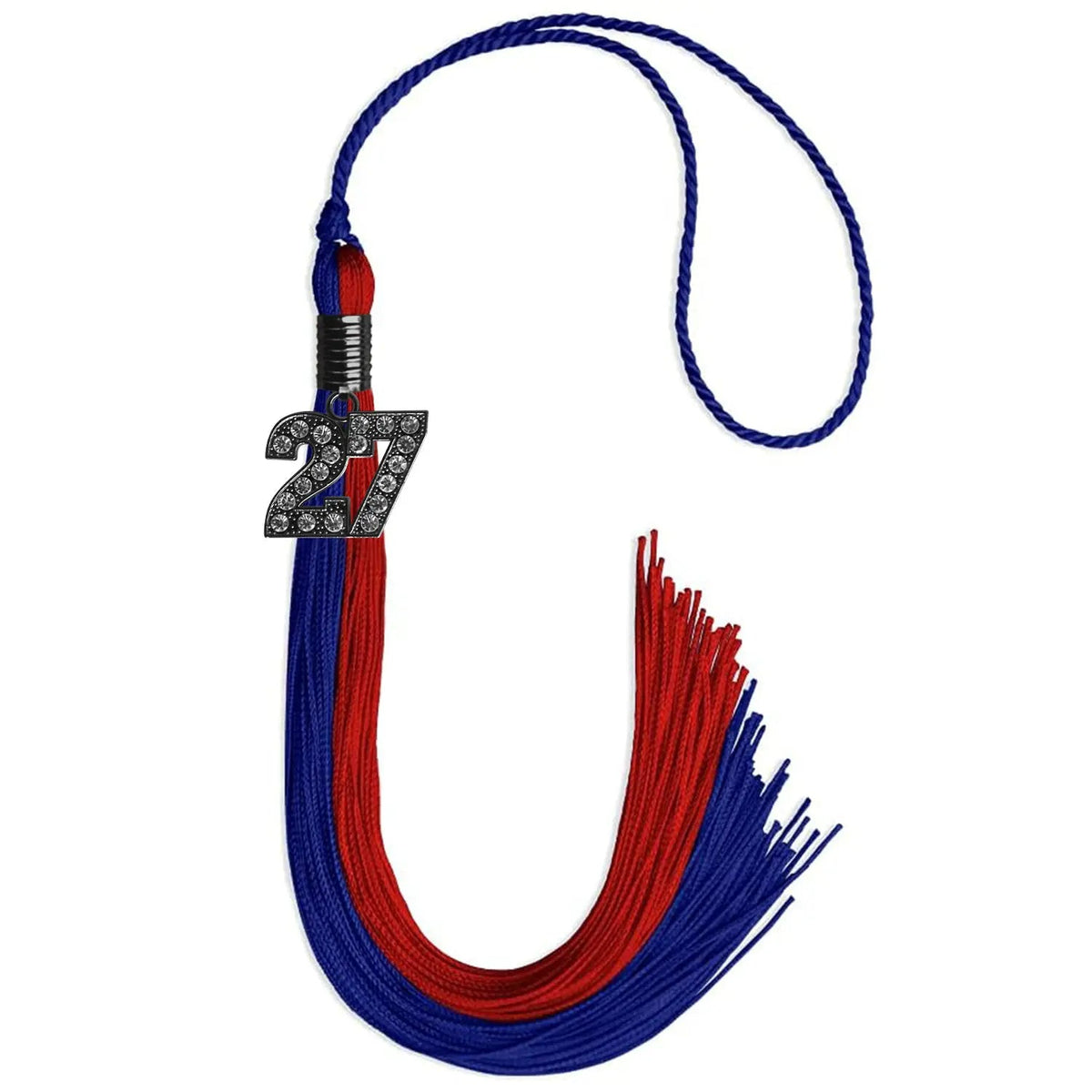Royal Blue/Red Graduation Tassel with Black Bling Charm - Endea Graduation
