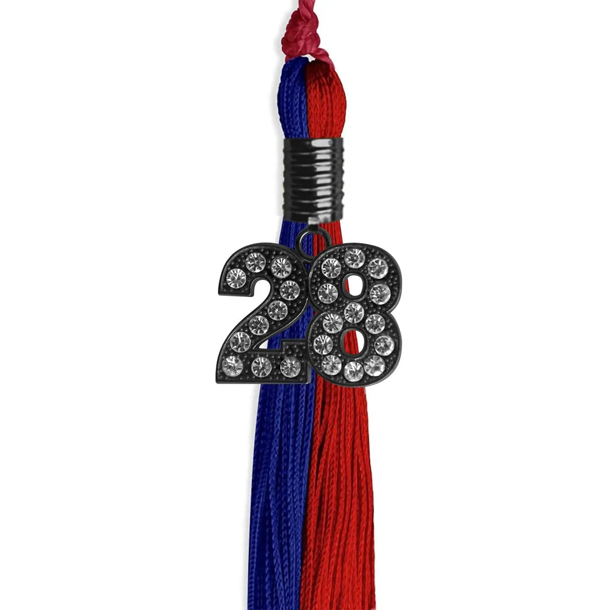 Royal Blue/Red Graduation Tassel with Black Bling Charm - Endea Graduation