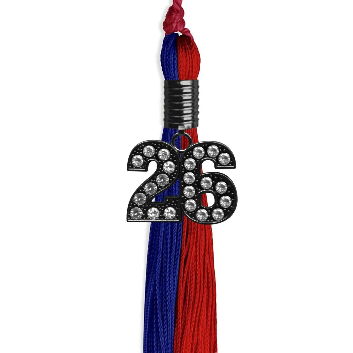 Royal Blue/Red Graduation Tassel with Black Bling Charm - Endea Graduation