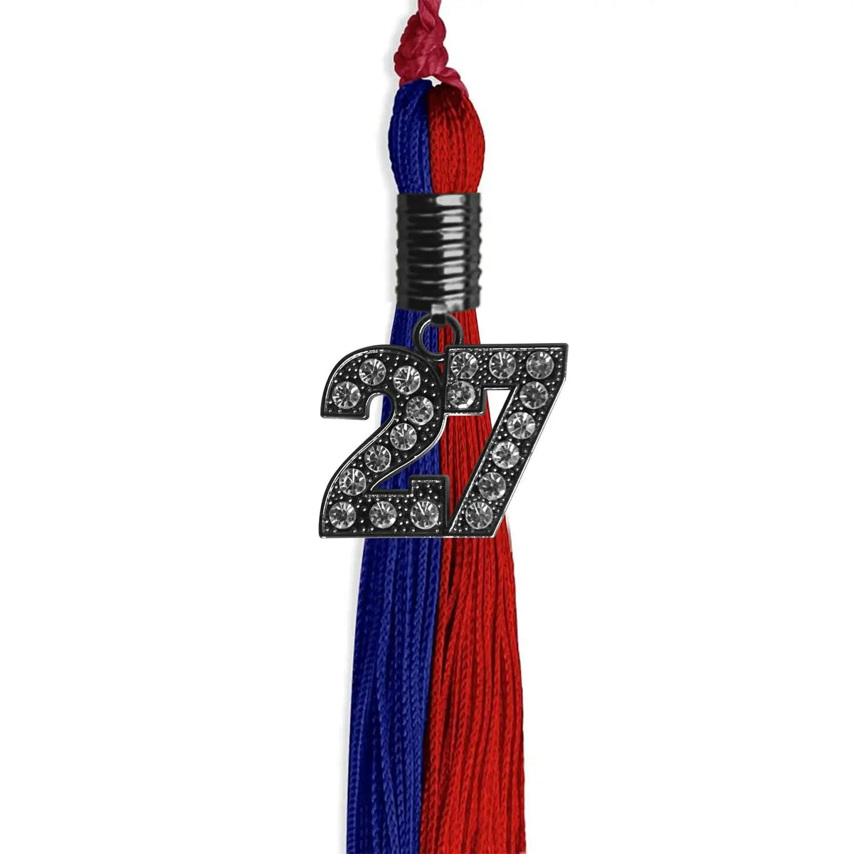 Royal Blue/Red Graduation Tassel with Black Bling Charm - Endea Graduation