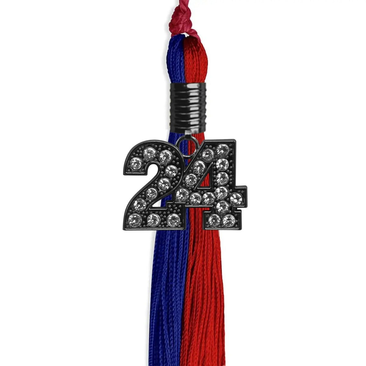 Royal Blue/Red Graduation Tassel with Black Bling Charm - Endea Graduation