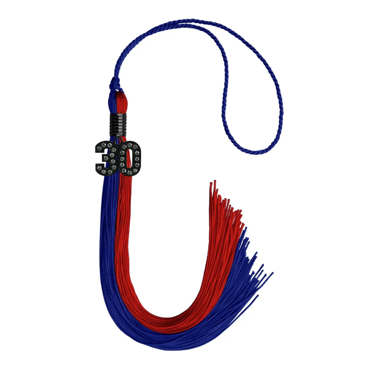 Royal Blue/Red Graduation Tassel with Black Bling Charm - Endea Graduation