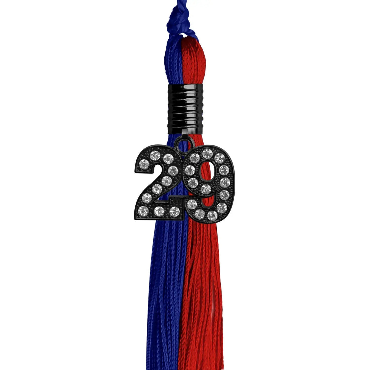 Royal Blue/Red Graduation Tassel with Black Bling Charm - Endea Graduation