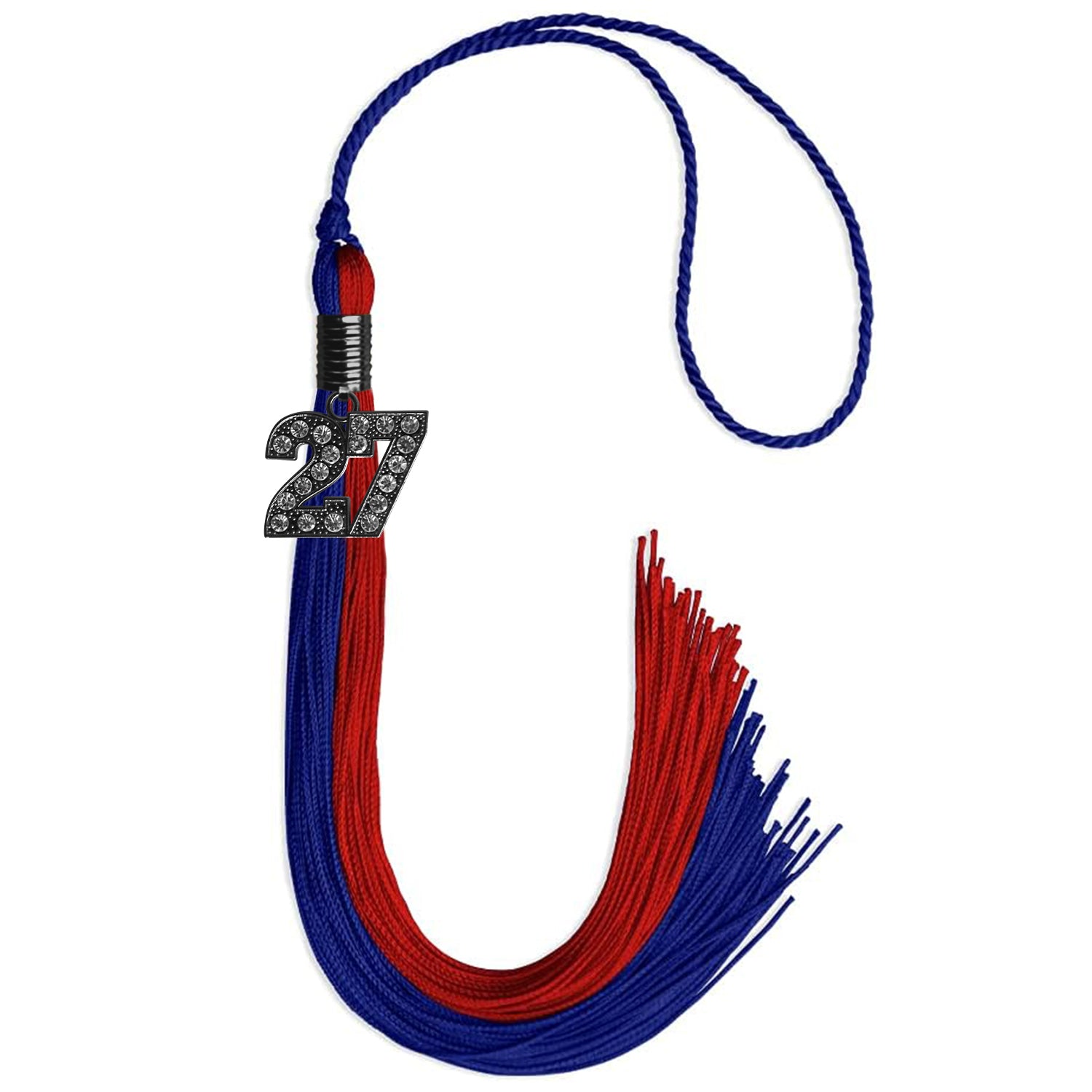 Royal Blue/Red Graduation Tassel with Black Date Drop - Endea Graduation