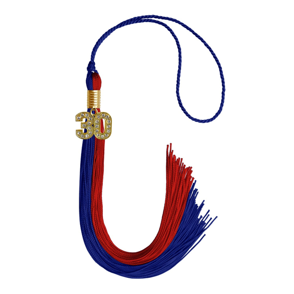 Royal Blue/Red Graduation Tassel with Gold Bling Charm - Endea Graduation
