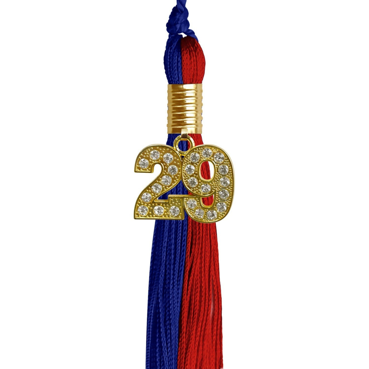 Royal Blue/Red Graduation Tassel with Gold Bling Charm - Endea Graduation