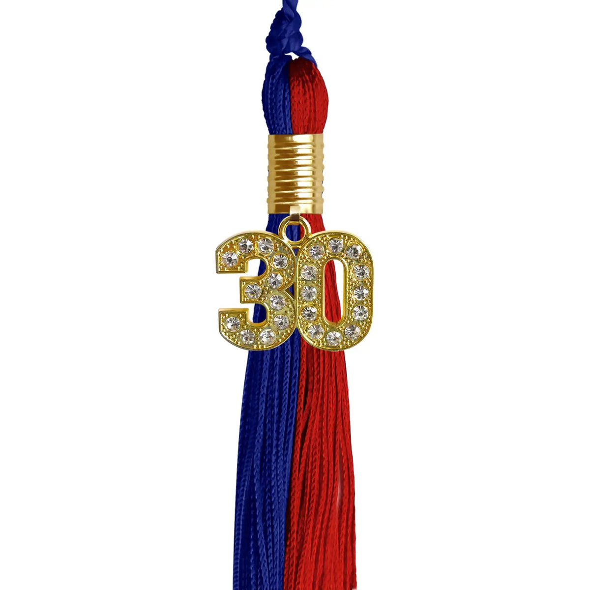 Royal Blue/Red Graduation Tassel with Gold Bling Charm - Endea Graduation