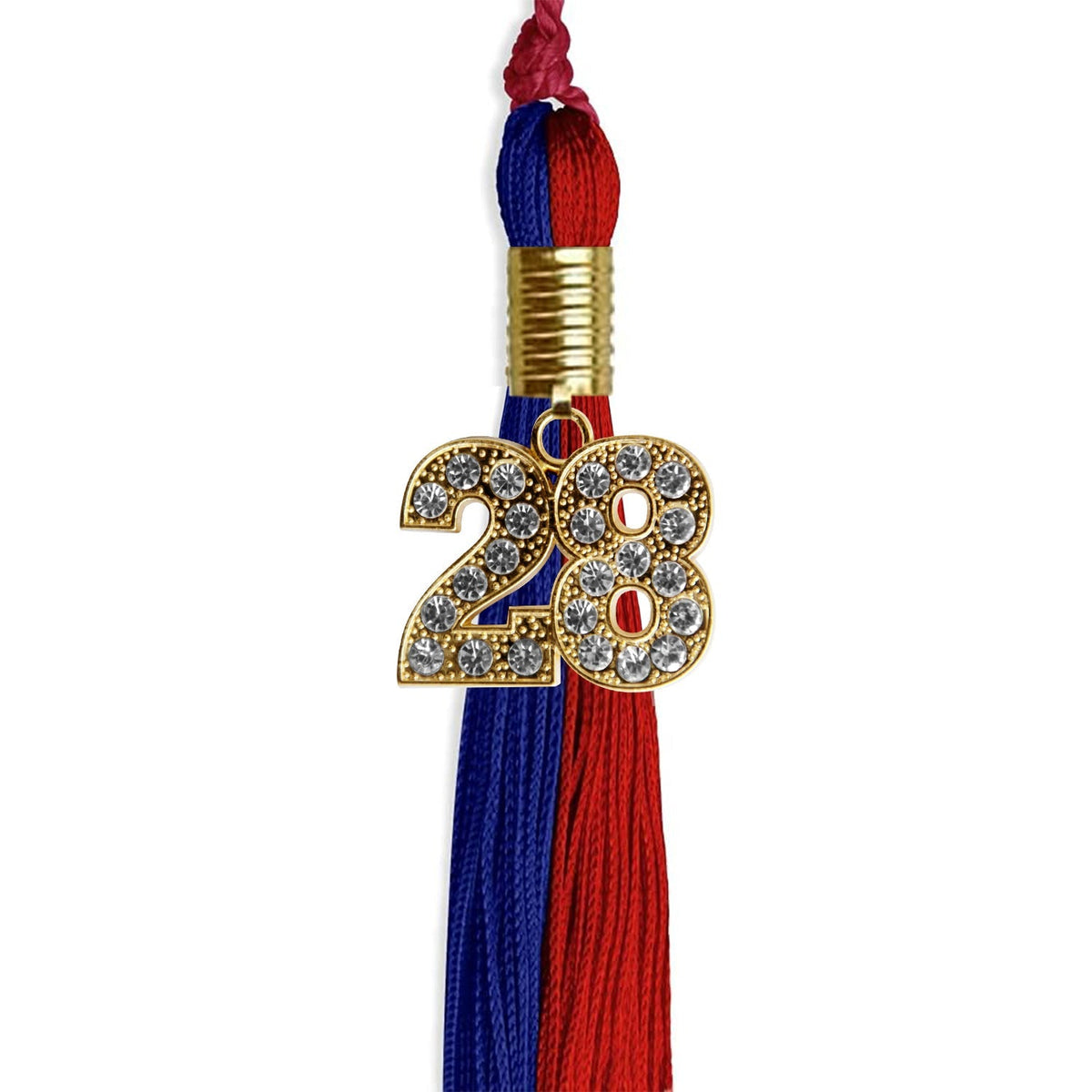 Royal Blue/Red Graduation Tassel with Gold Bling Charm - Endea Graduation
