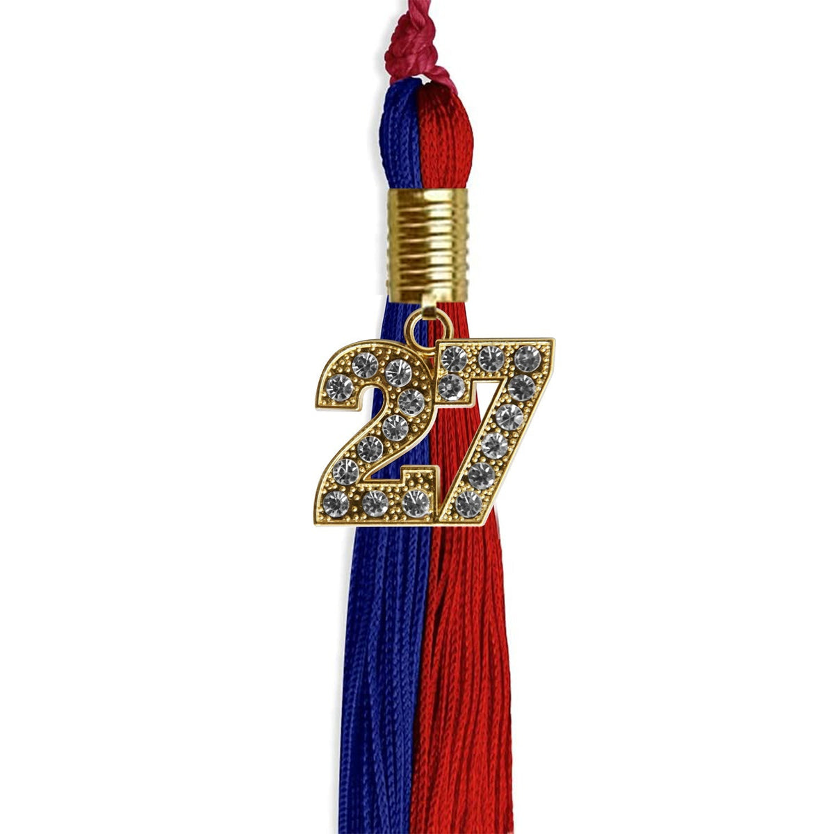 Royal Blue/Red Graduation Tassel with Gold Bling Charm - Endea Graduation