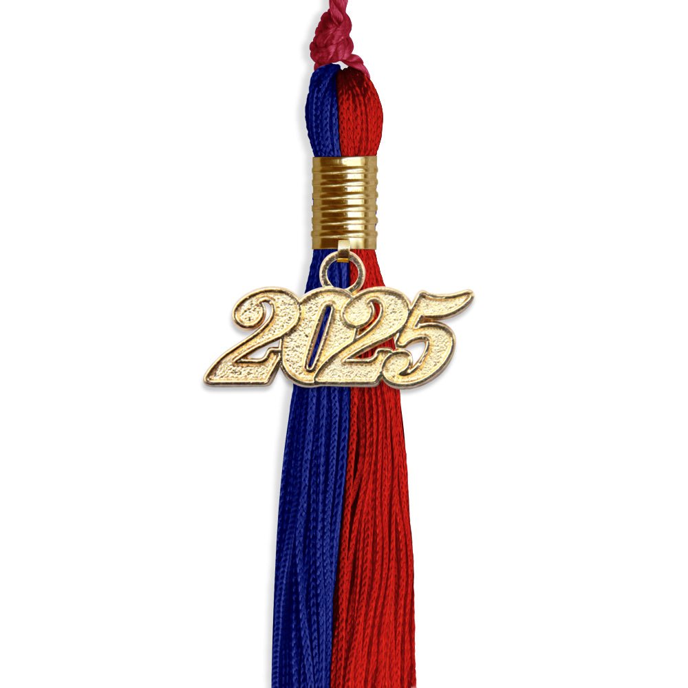 Royal Blue/Red Graduation Tassel with Gold Date Drop - Endea Graduation