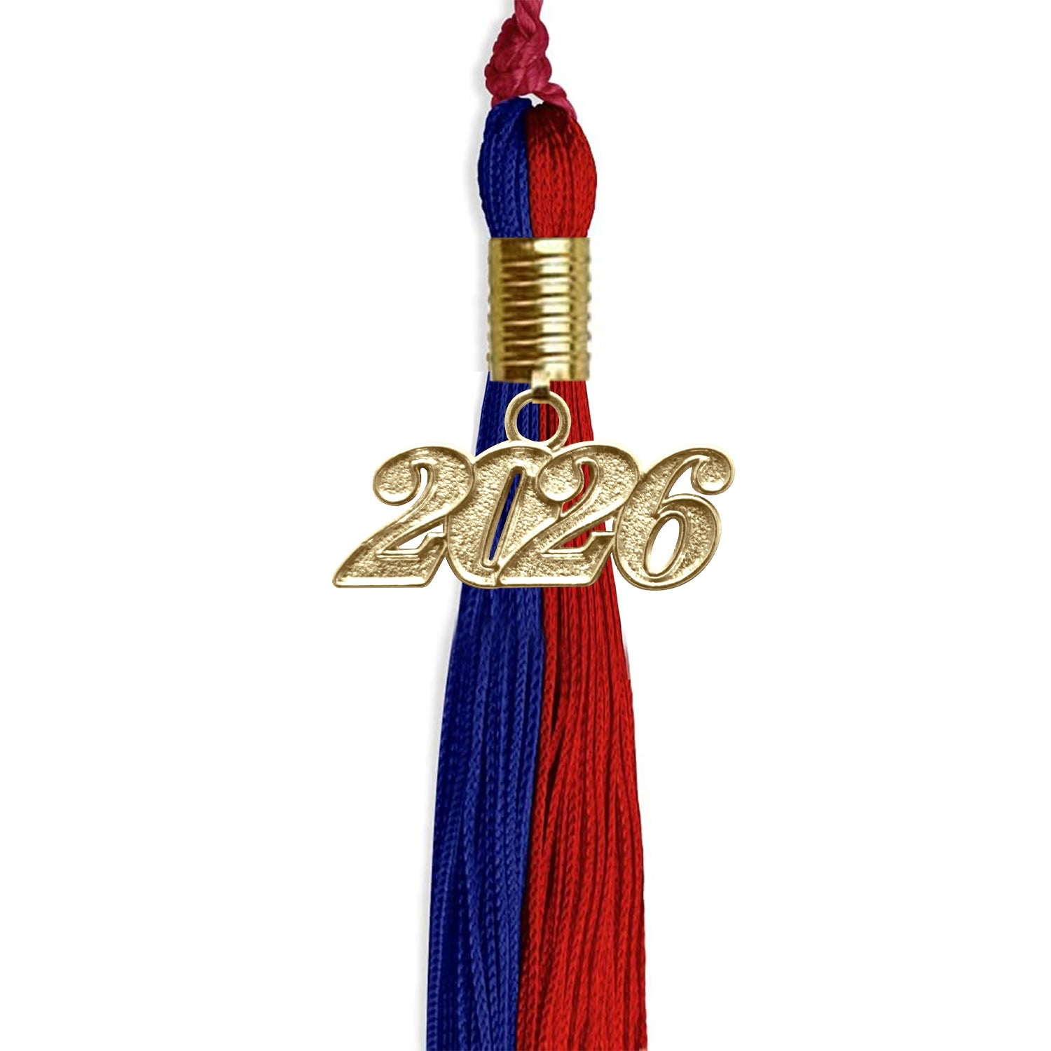 Royal Blue/Red Graduation Tassel with Gold Date Drop - Endea Graduation